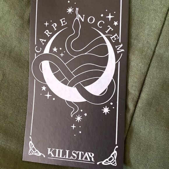 Military Green Black Leather Bustier Corset Top Killstar NEW - Picture 4 of 4